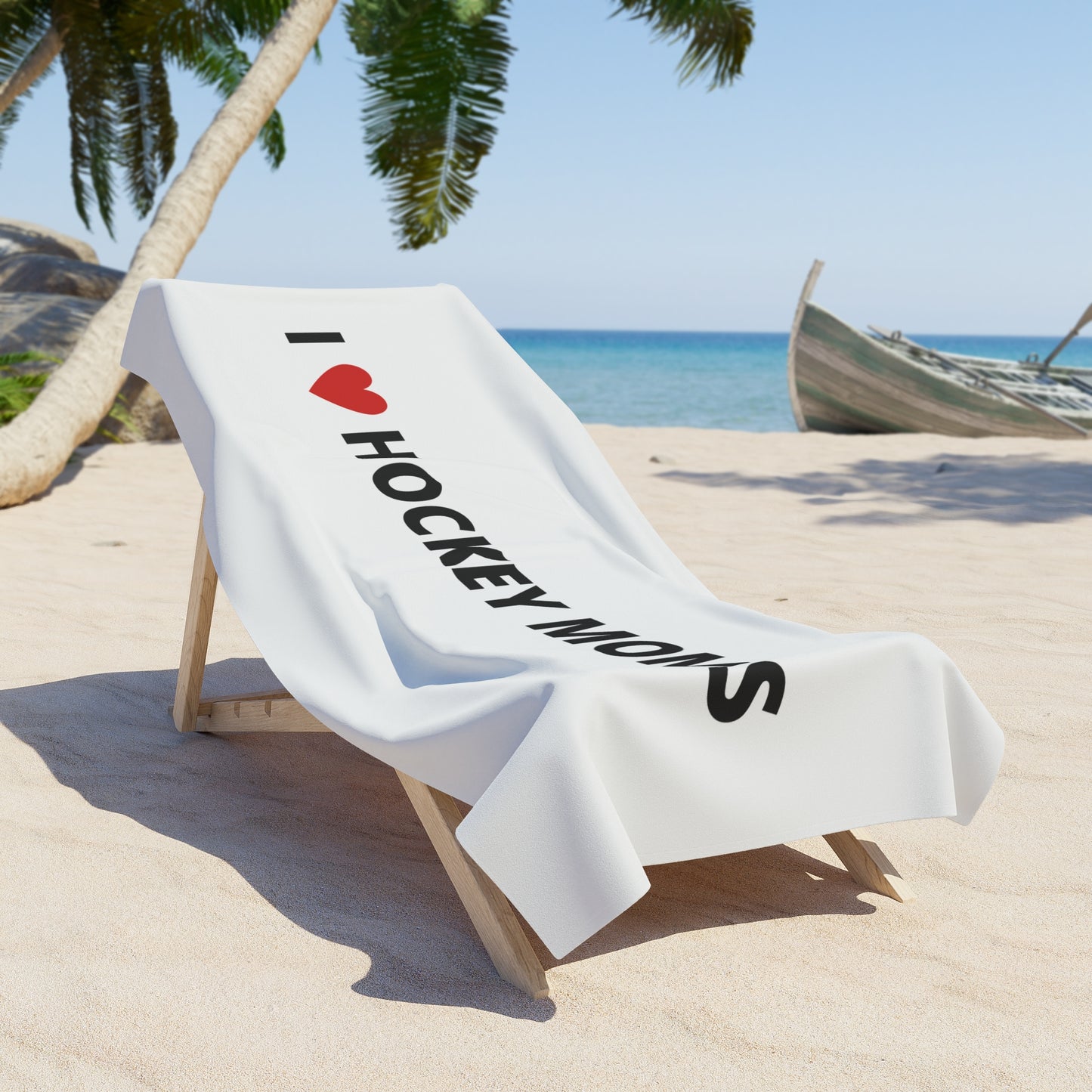 I Love Hockey Moms Beach Towel