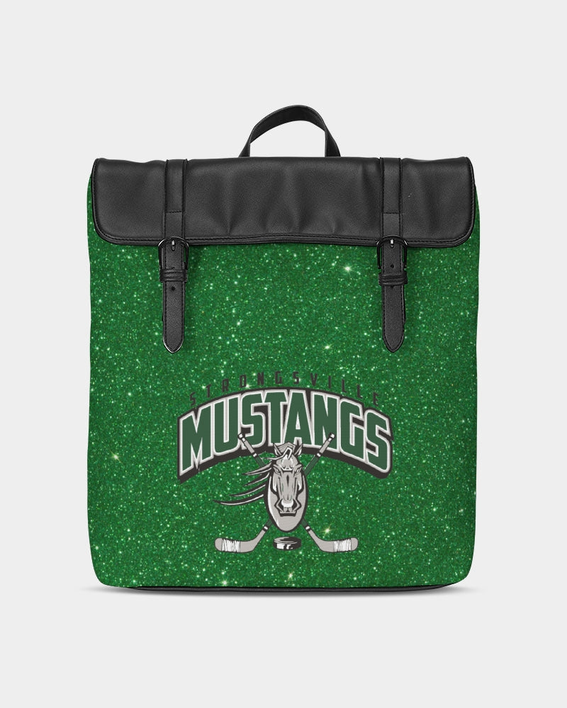 Green Glitter Casual Flap Backpack