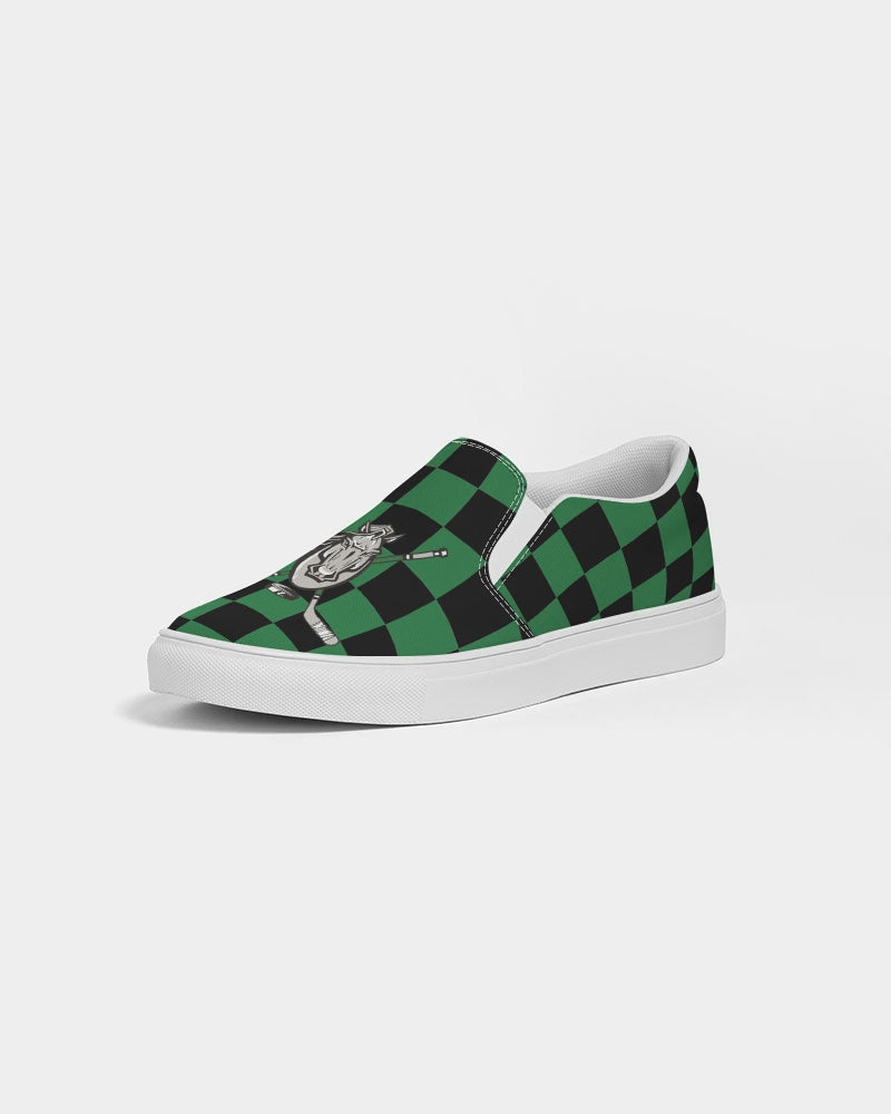 Green and Black Checkered - largest Women's Slip-On Canvas Shoe