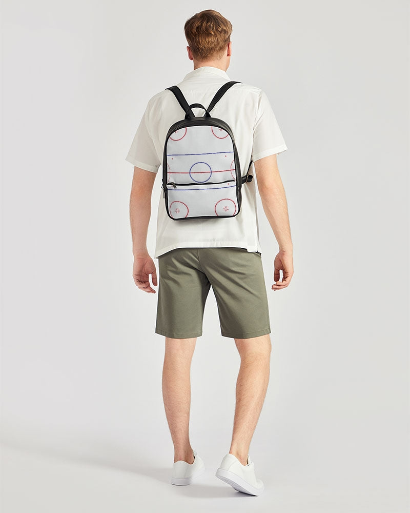 hockey rink lines with hockey mom Classic Faux Leather Backpack