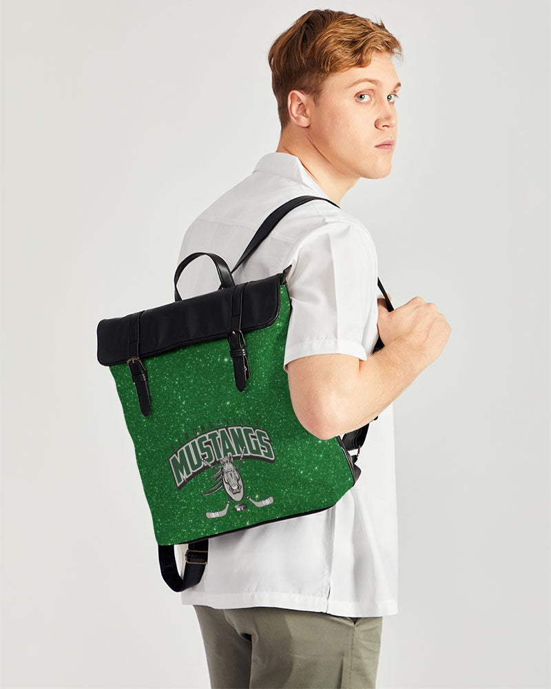 Green Glitter Casual Flap Backpack