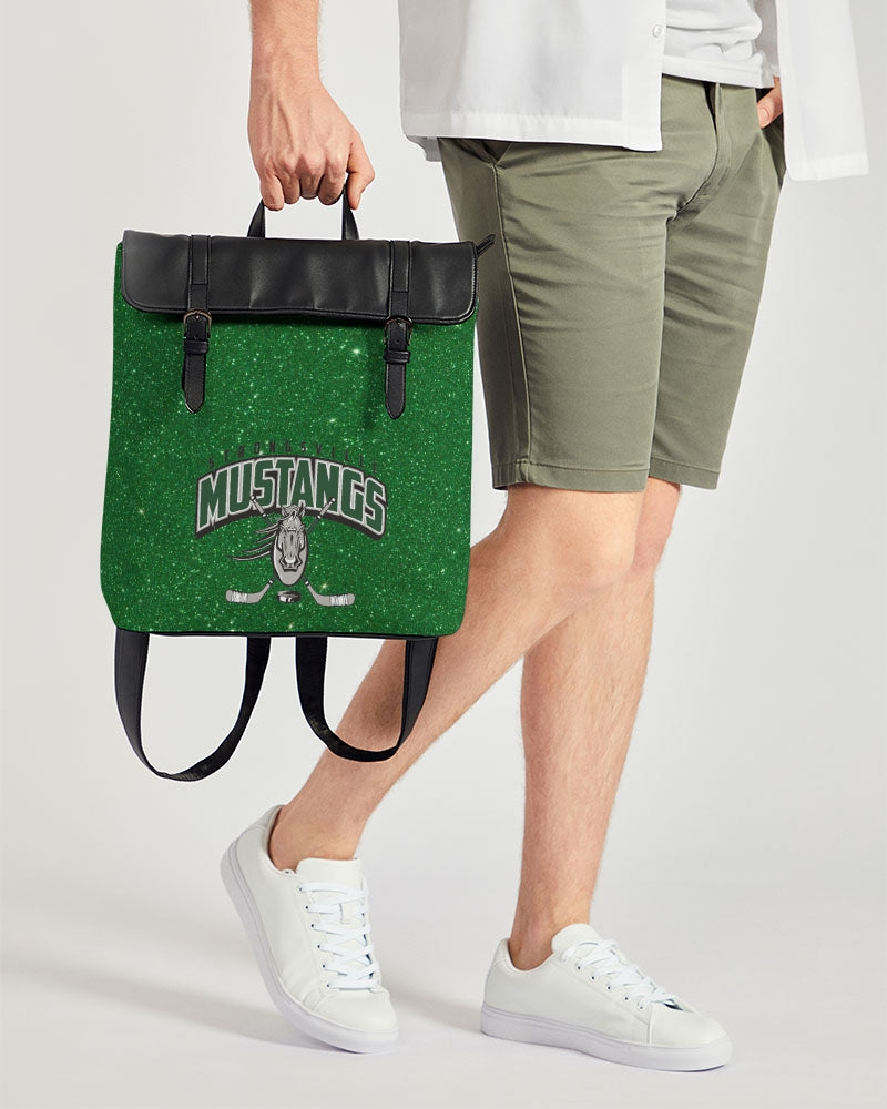Green Glitter Casual Flap Backpack