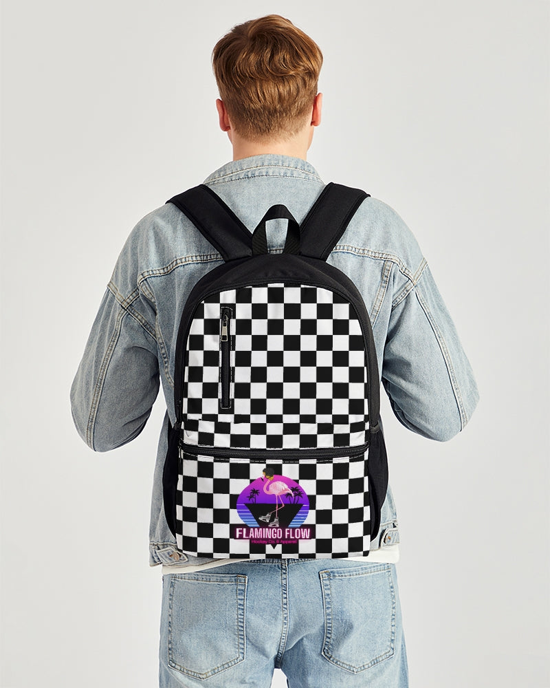 checkered Duo-Zip Front Canvas Backpack