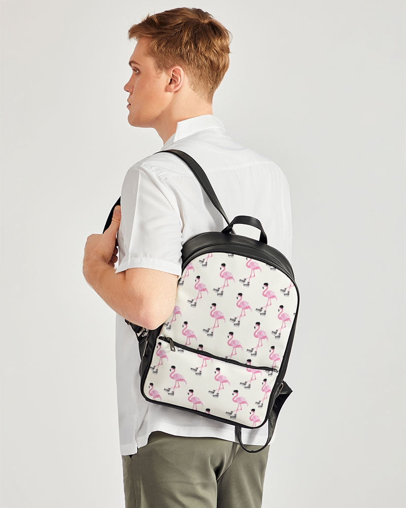 Hockey Playing Flamingos Classic Faux Leather Backpack