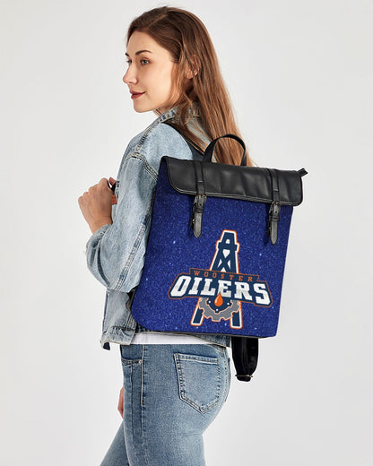 blue glitter oilers Casual Flap Backpack