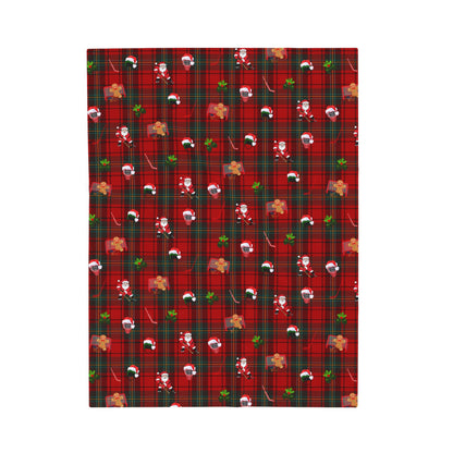 Plaid Hockey Holiday Plush Blanket