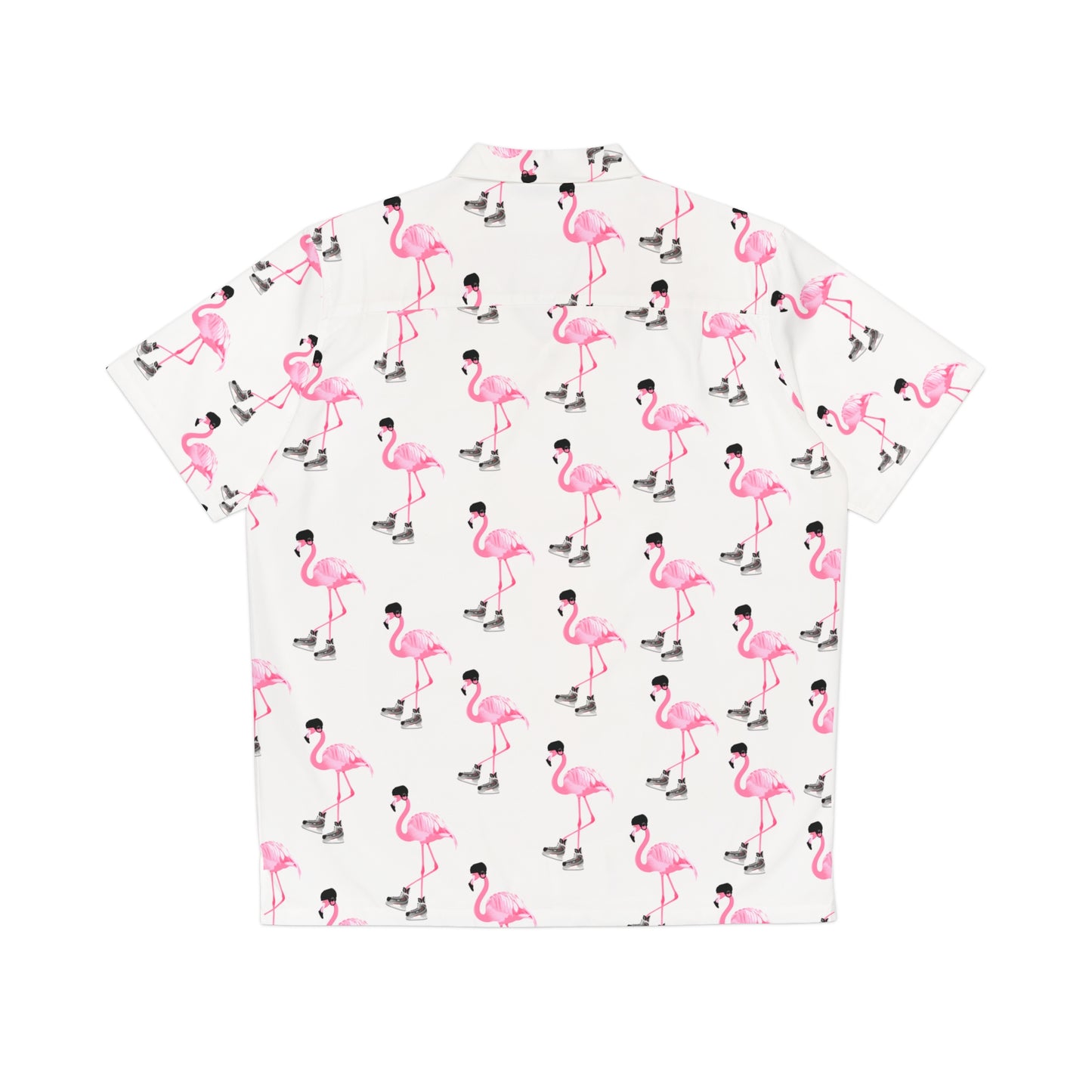 Men's Hockey Playing Flamingo Hawaiian Shirt
