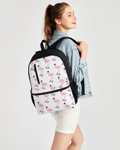 Hockey Playing Flamingos Duo-Zip Front Canvas Backpack