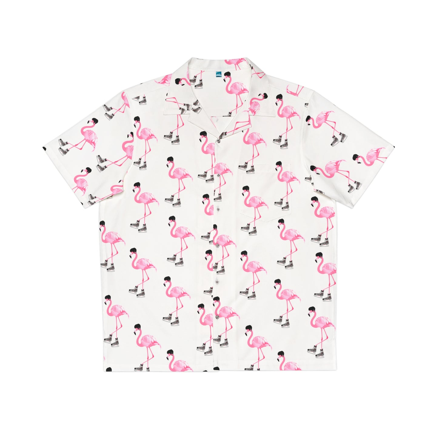Men's Hockey Playing Flamingo Hawaiian Shirt