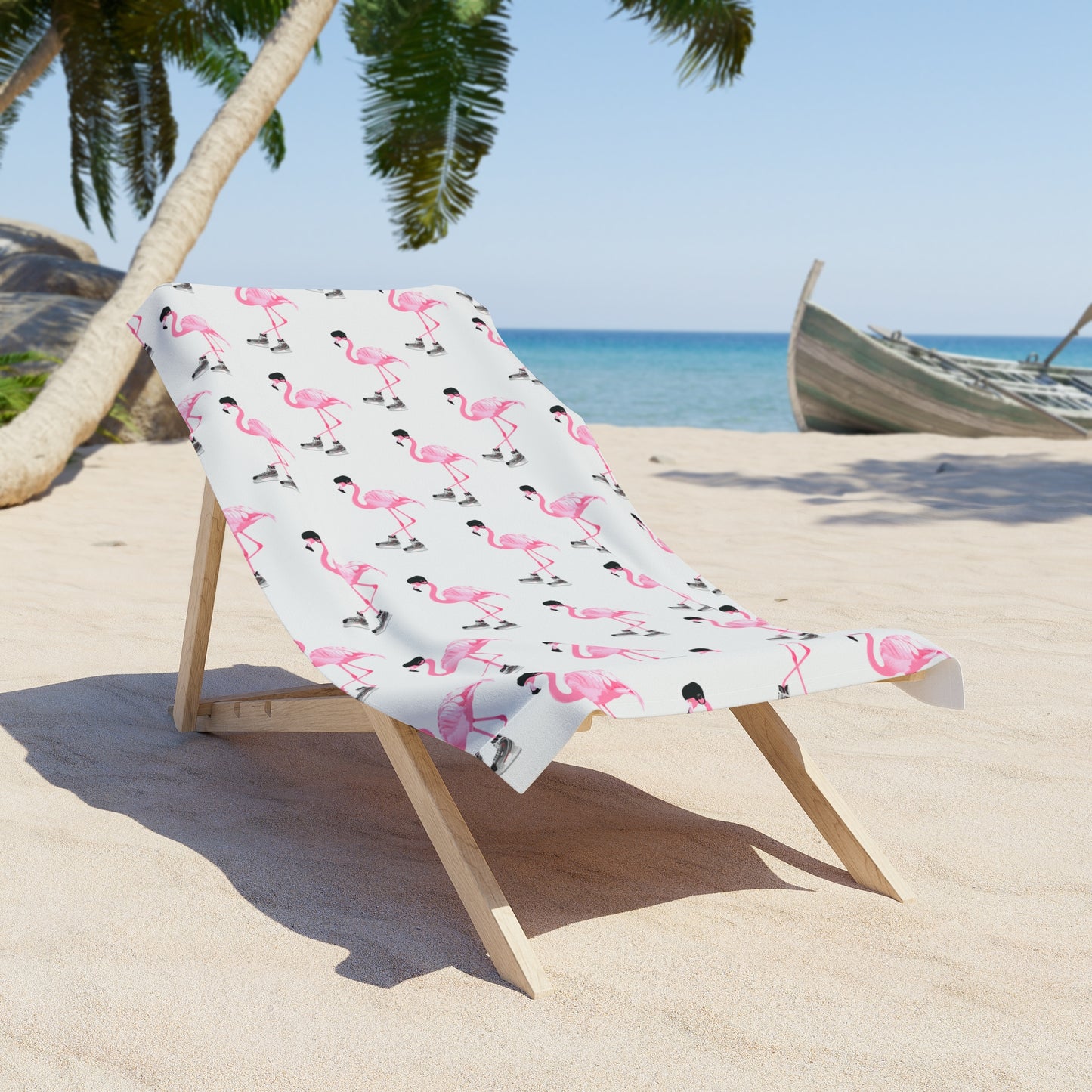 Hockey Playing Flamingo Beach Towel