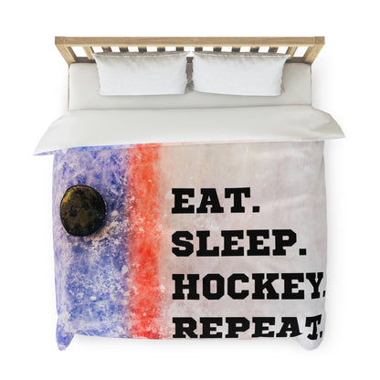 Eat Sleep Hockey Repeat Duvet Cover