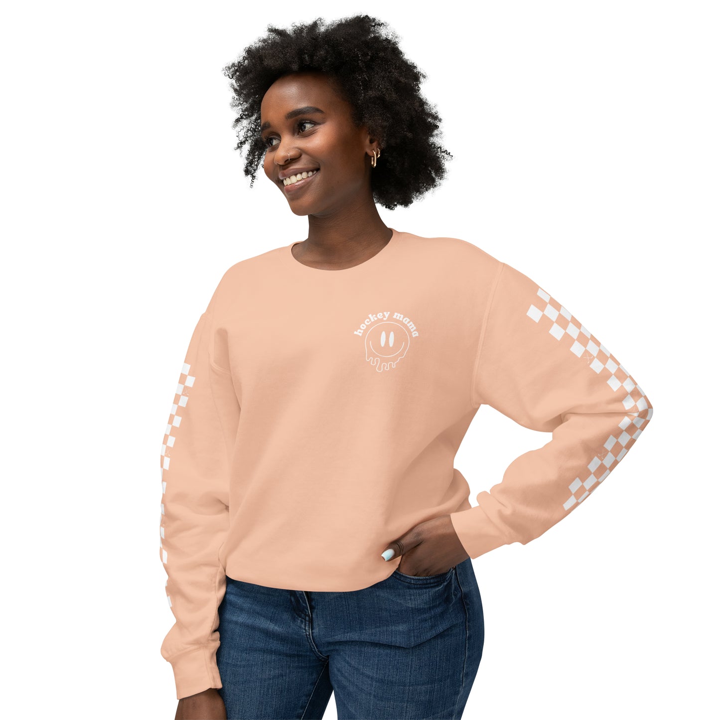 Hockey Mama Square Arms Unisex Lightweight Crewneck Sweatshirt