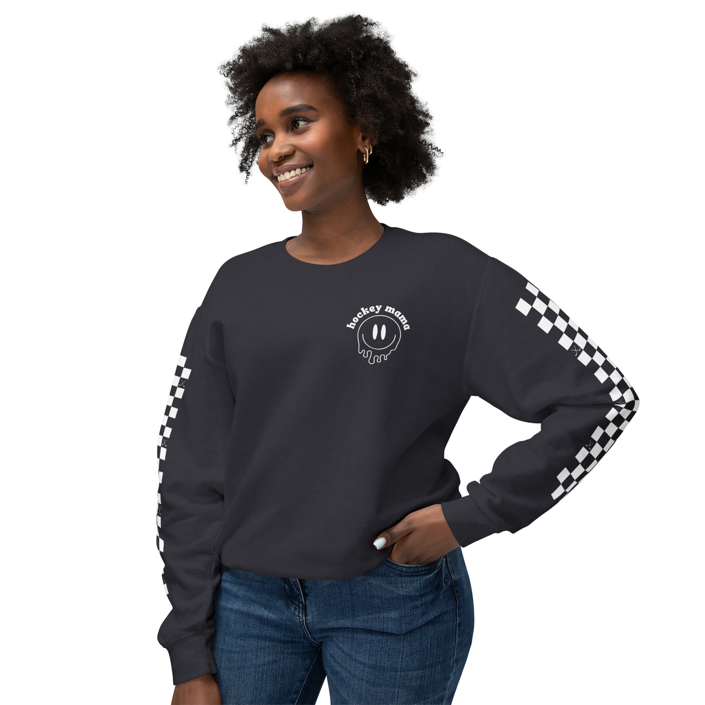 Hockey Mama Square Arms Unisex Lightweight Crewneck Sweatshirt