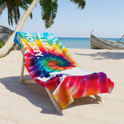 Tye Dye Girl Hockey Player Beach Towel