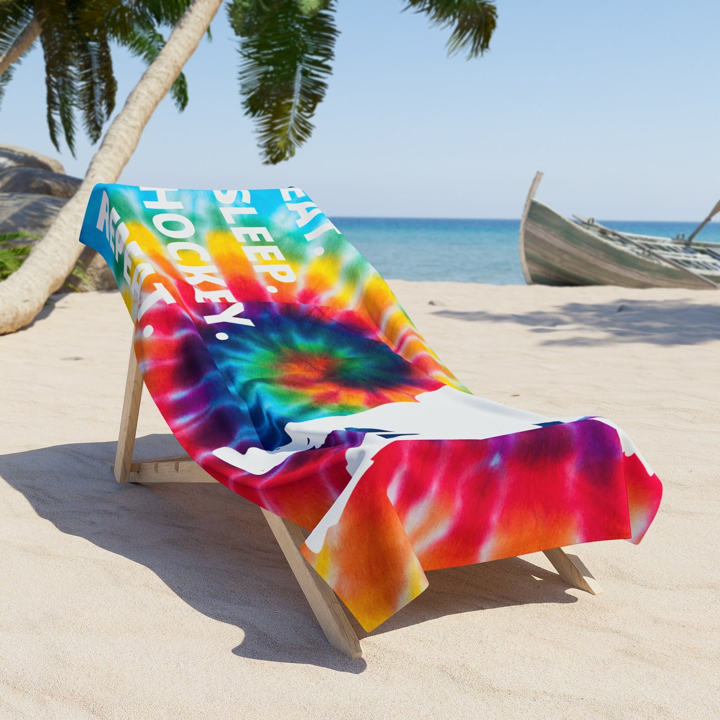 Tye Dye Girl Hockey Player Beach Towel