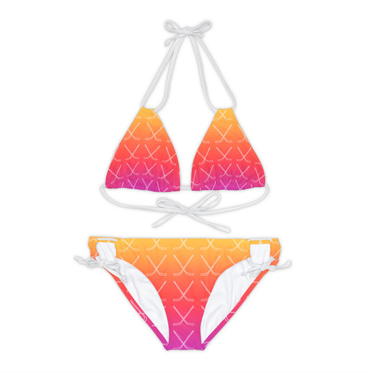 Ombre Hockey Stick Strappy Bikini Set