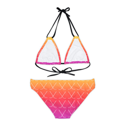 Ombre Hockey Stick Strappy Bikini Set