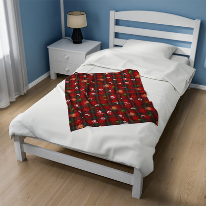 Plaid Hockey Holiday Plush Blanket