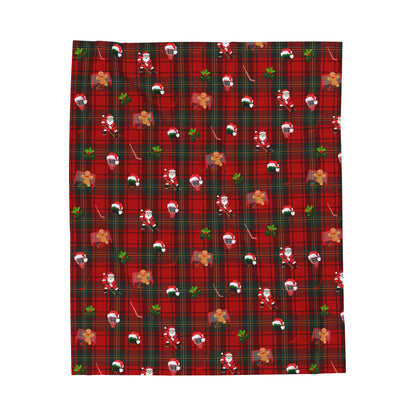 Plaid Hockey Holiday Plush Blanket