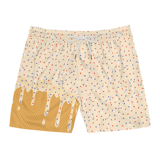 Vanilla Red, White & Blue Ice Cream Adult Swim Trunks - Mid length
