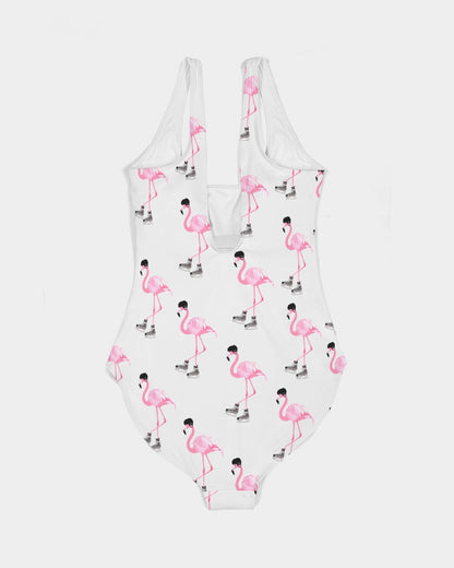 Hockey Playing Flamingos Women's One-Piece Swimsuit