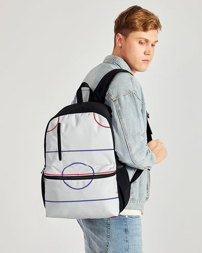 Hockey Rink Duo-Zip Front Canvas Backpack