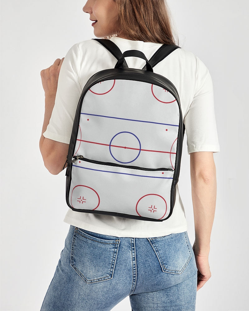 hockey rink lines with hockey mom Classic Faux Leather Backpack