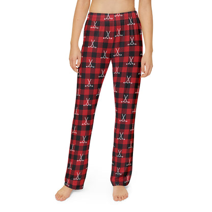 Youth Buffalo Plaid Hockey Stick Pajama Pants