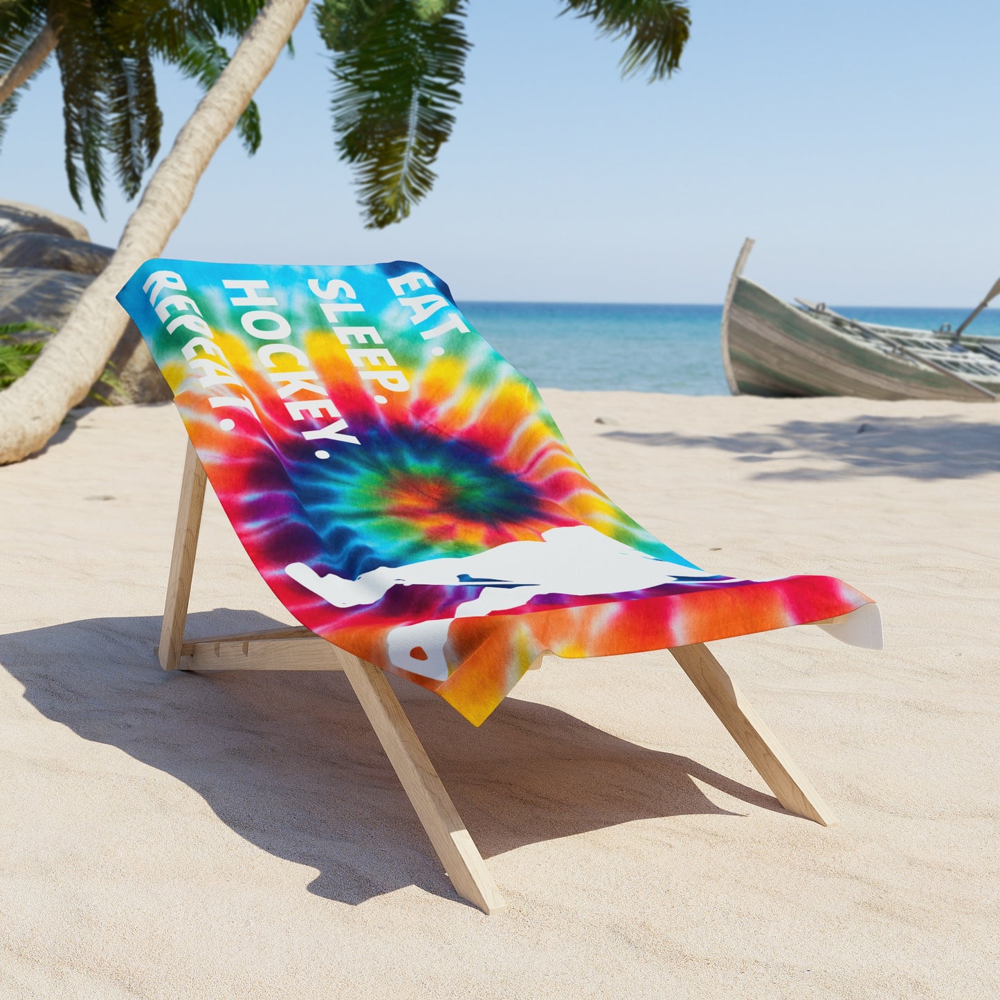 Tye Dye Girl Hockey Player Beach Towel