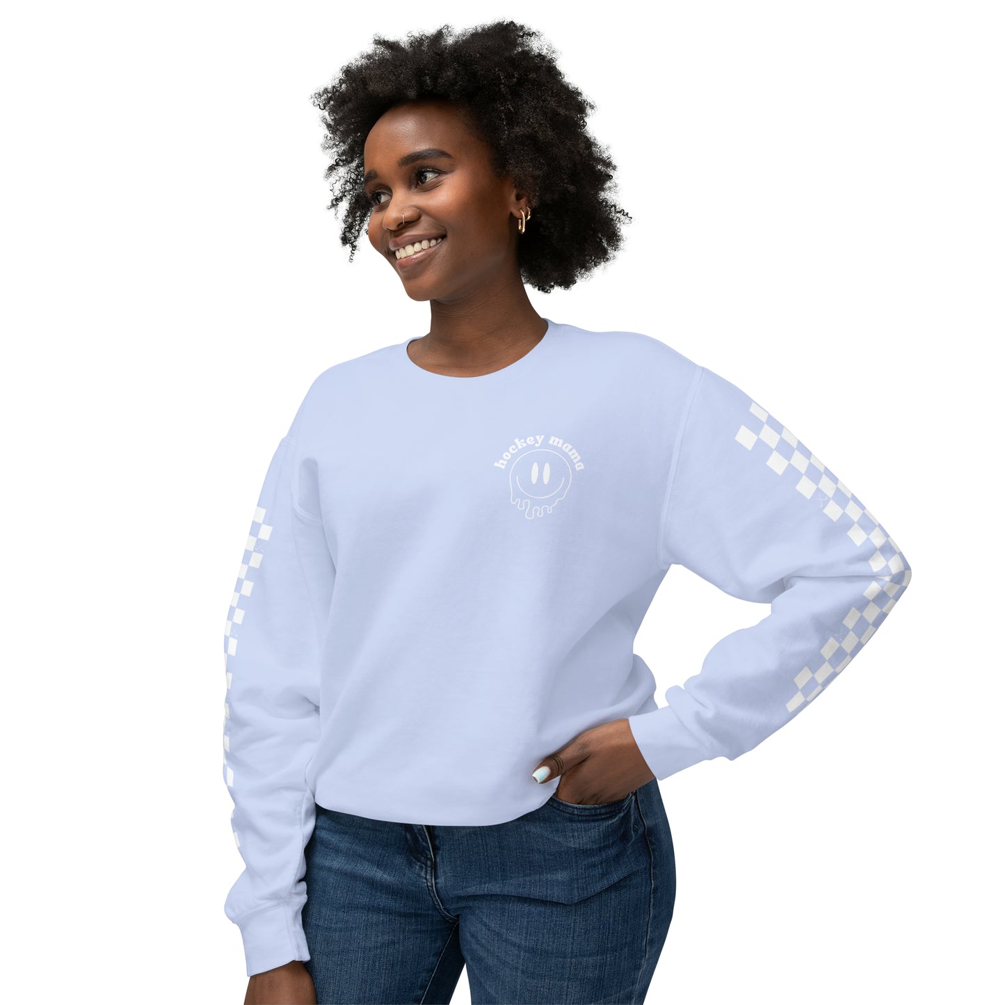 Hockey Mama Square Arms Unisex Lightweight Crewneck Sweatshirt