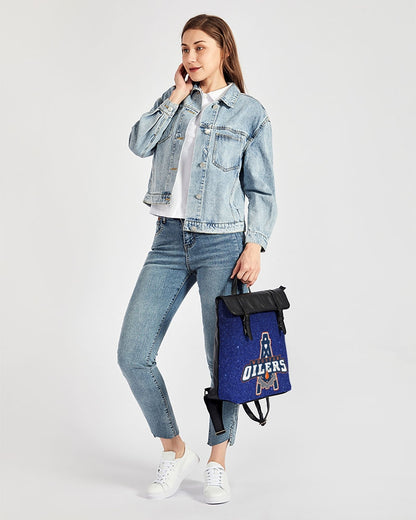 blue glitter oilers Casual Flap Backpack