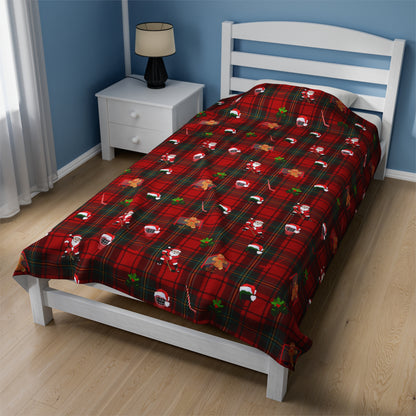 Plaid Hockey Holiday Plush Blanket