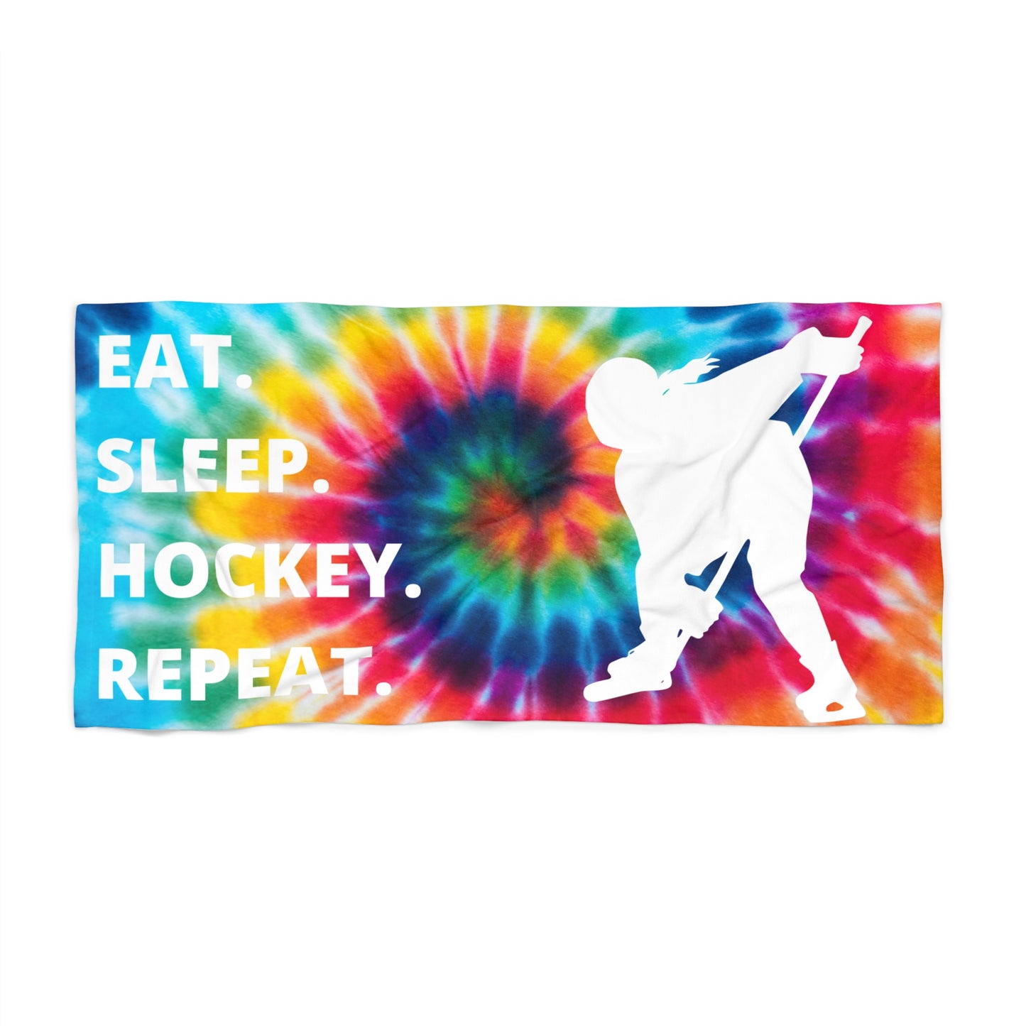 Tye Dye Girl Hockey Player Beach Towel