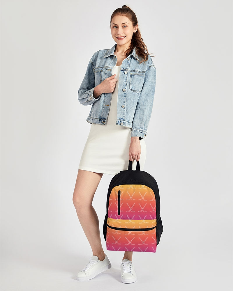 Ombre Goalie Stick Swim Trunks Duo-Zip Front Canvas Backpack