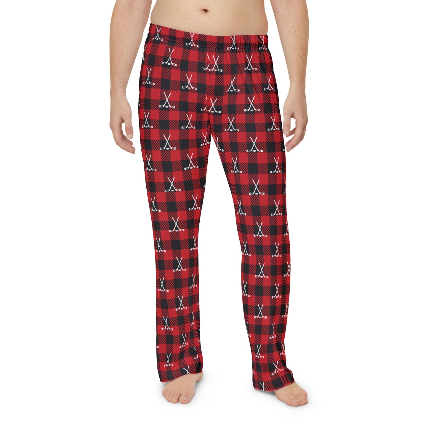 Adult Buffalo Plaid Hockey Stick Pajama Pants