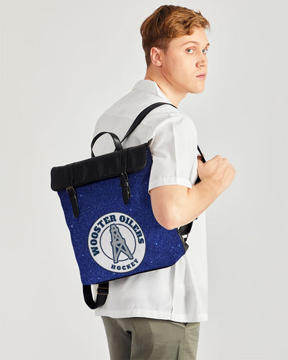 blue glitter hs oilers Casual Flap Backpack