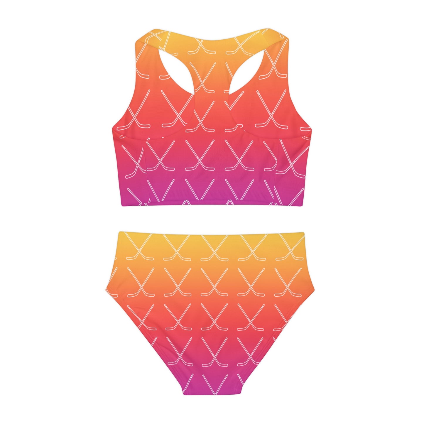 Ombre Hockey Stick Girls Two Piece Swimsuit