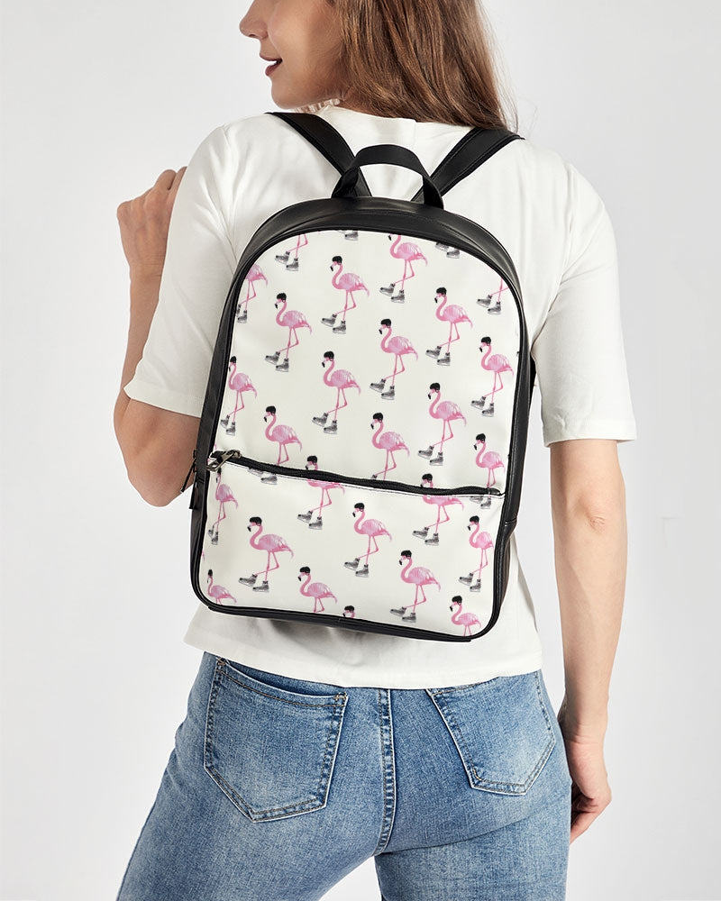 Hockey Playing Flamingos Classic Faux Leather Backpack