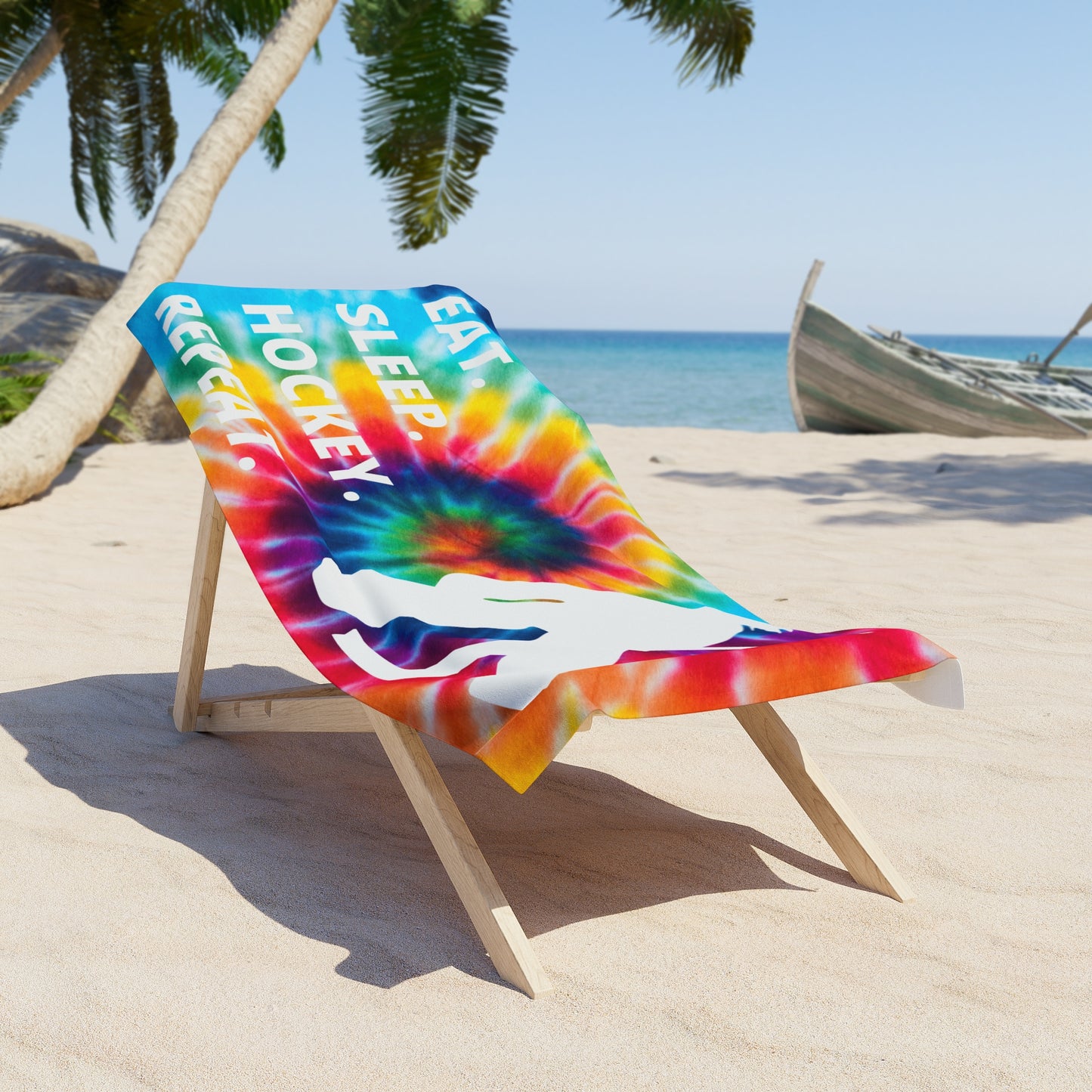 Tye Dye Hockey Girl Goalie Beach Towel