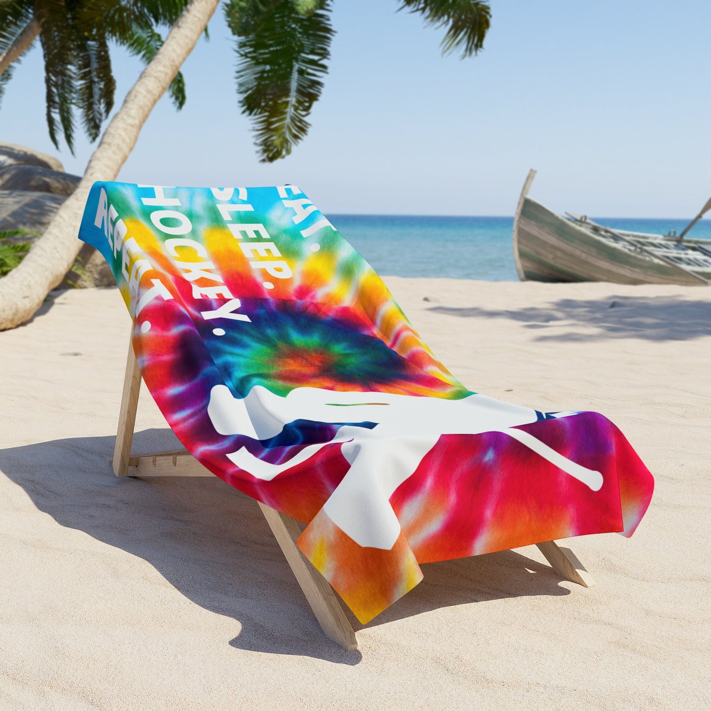 Tye Dye Hockey Girl Goalie Beach Towel