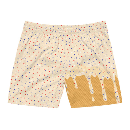 Vanilla Red, White & Blue Ice Cream Adult Swim Trunks - Mid length