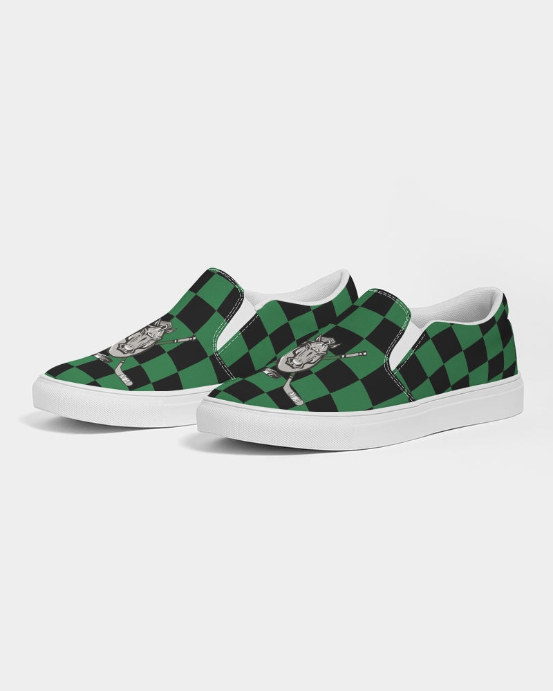 Green and Black Checkered - largest Women's Slip-On Canvas Shoe