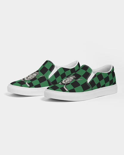 Green and Black Checkered - largest Women's Slip-On Canvas Shoe