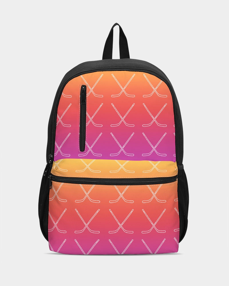 Ombre Hockey Stick Duo-Zip Front Canvas Backpack