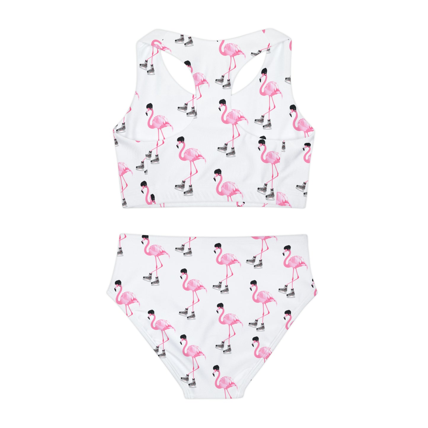 Girls Two Piece Hockey Flamingo Swimsuit