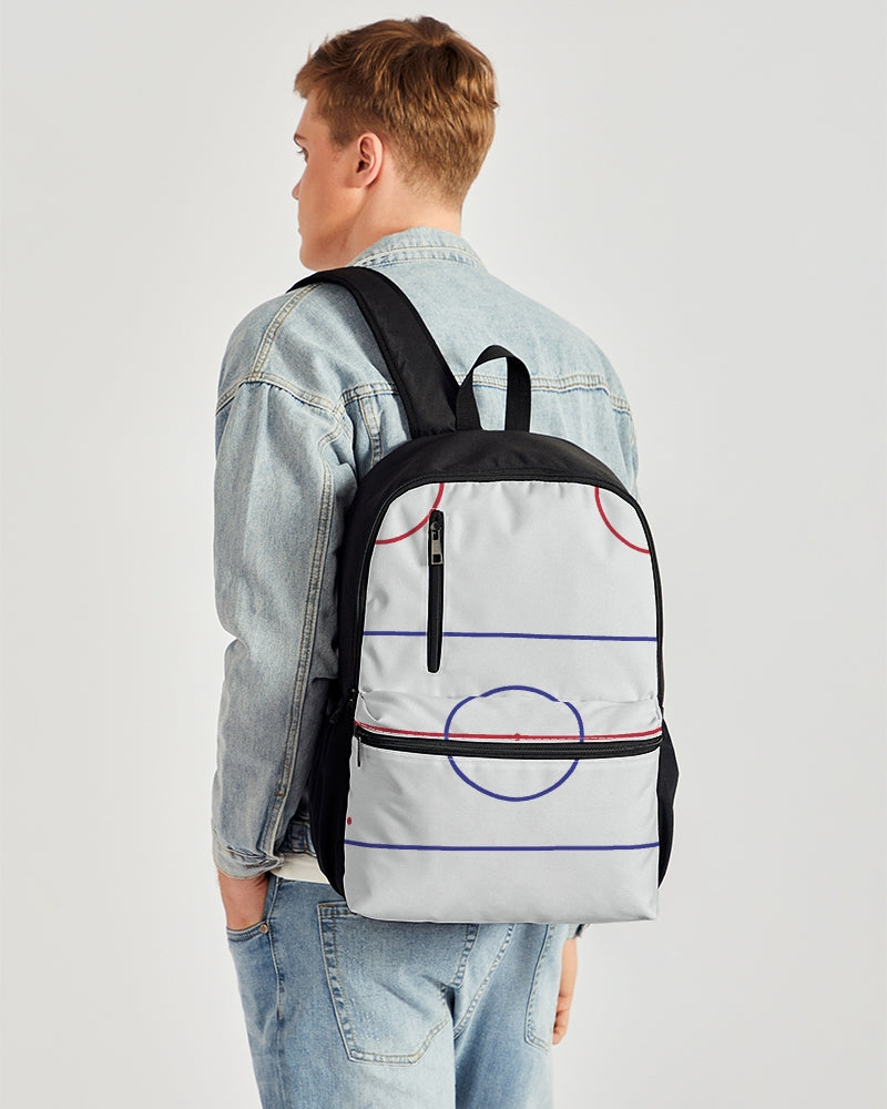 Hockey Rink Duo-Zip Front Canvas Backpack