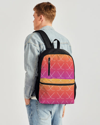 Ombre Hockey Stick Duo-Zip Front Canvas Backpack