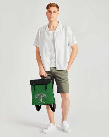 Green Glitter Casual Flap Backpack