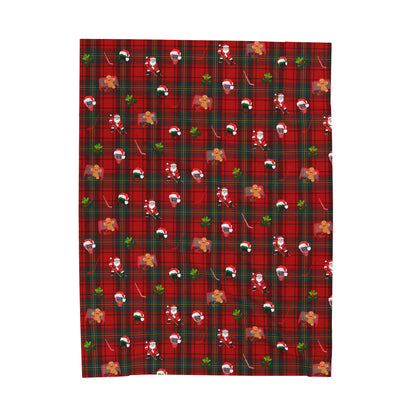 Plaid Hockey Holiday Plush Blanket