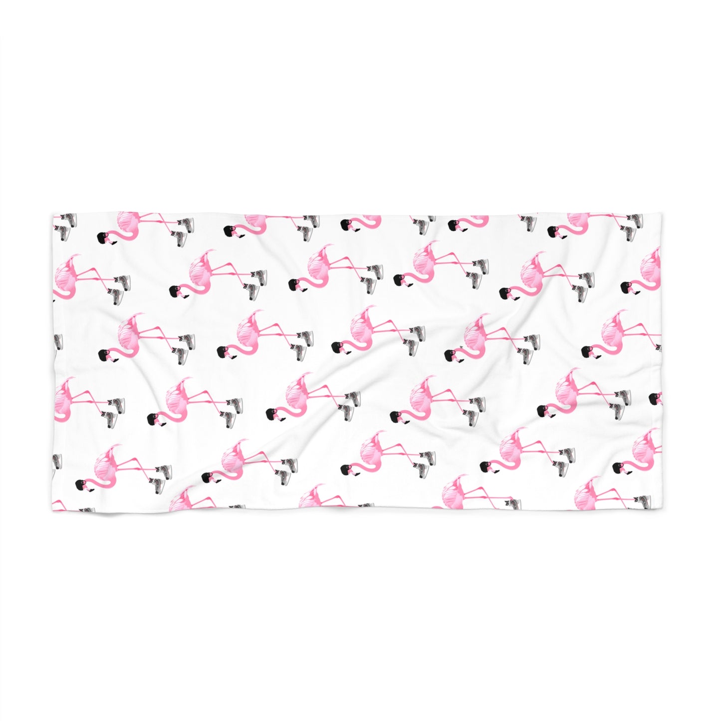 Hockey Playing Flamingo Beach Towel